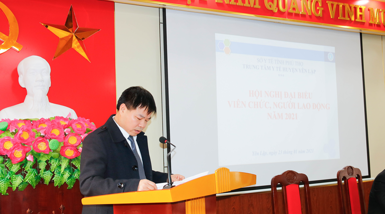 Bác sỹ CKI. Đinh Xuân Hạnh - Chủ tịch Công đoàn cơ sở điều hành Hội nghị